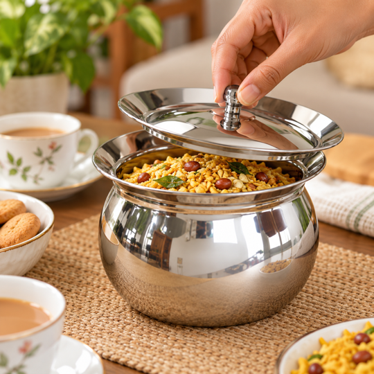 SilverNest pot serving snacks