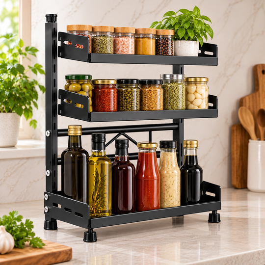 SpaceStack Counter Organizer mixed-height storage
