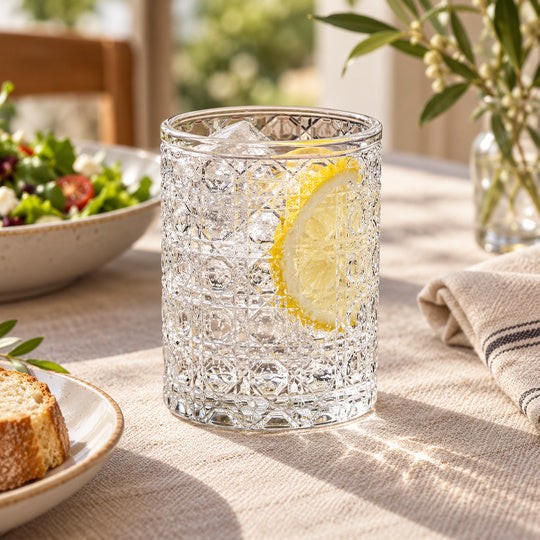 Sparkle Diamond Drinking Glass with lemon water