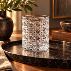 Empty Sparkle Diamond Drinking Glass displayed on a tray