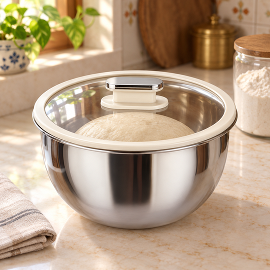 Dough covered with transparent lid