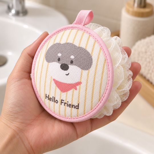 Bubble Bath Scrubber palm scale and two-sided construction