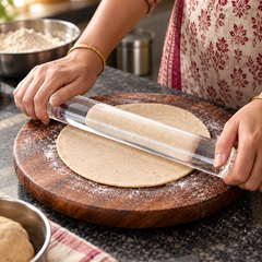Using the Transparent Acrylic Rolling Pin for roti dough