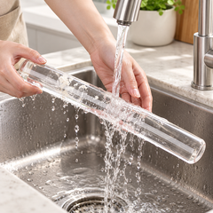 Transparent Acrylic Rolling Pin being rinsed