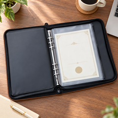 VaultFolio document stored inside translucent zipper pouch