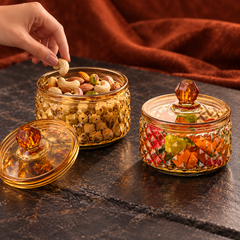 Vintage Amber Glass Jar used for dry fruits
