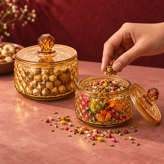Vintage Amber Glass Jar used for mukhwas