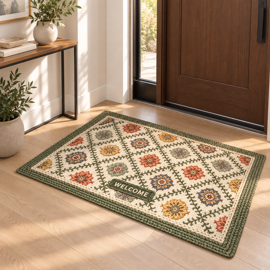 Vintage Garden Mat in a warm foyer