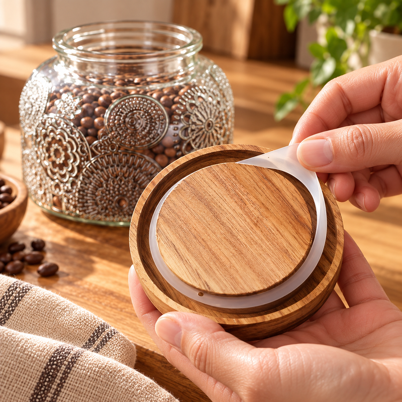 Removable sealing ring under the wooden lid