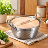 Wooden Lid Hammered Cooking Pot