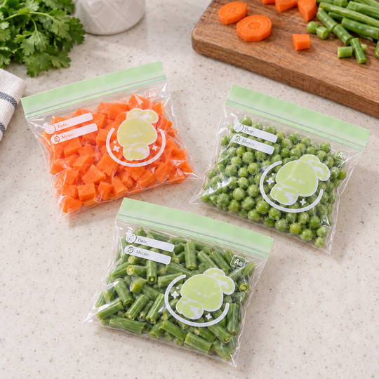 Separate vegetable portions in transparent bags