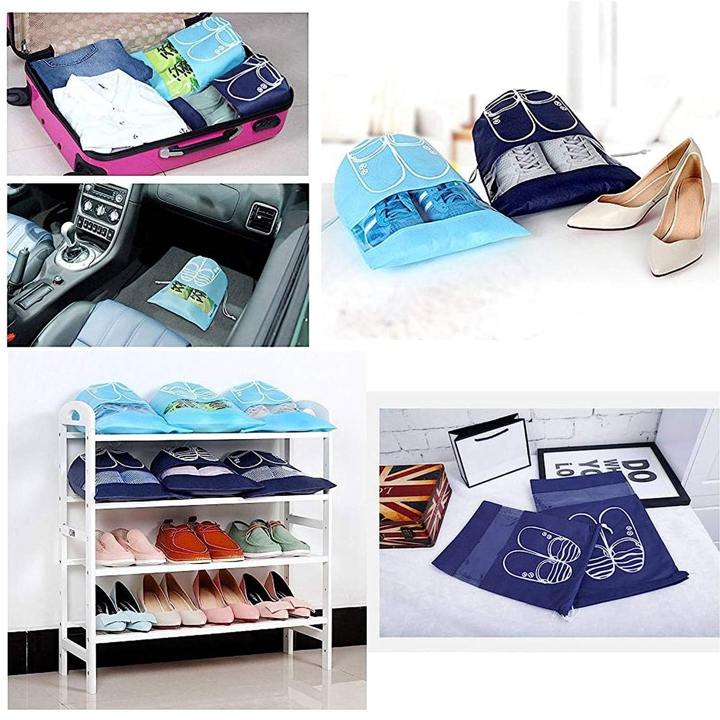 Travel Shoe Bags (Pack of 10 Bags - Random Colour)