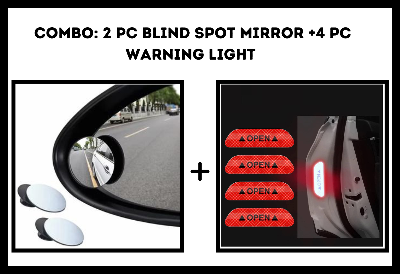 Blind Spot Mirror(2pc)+ Warning Sticker(4pc)