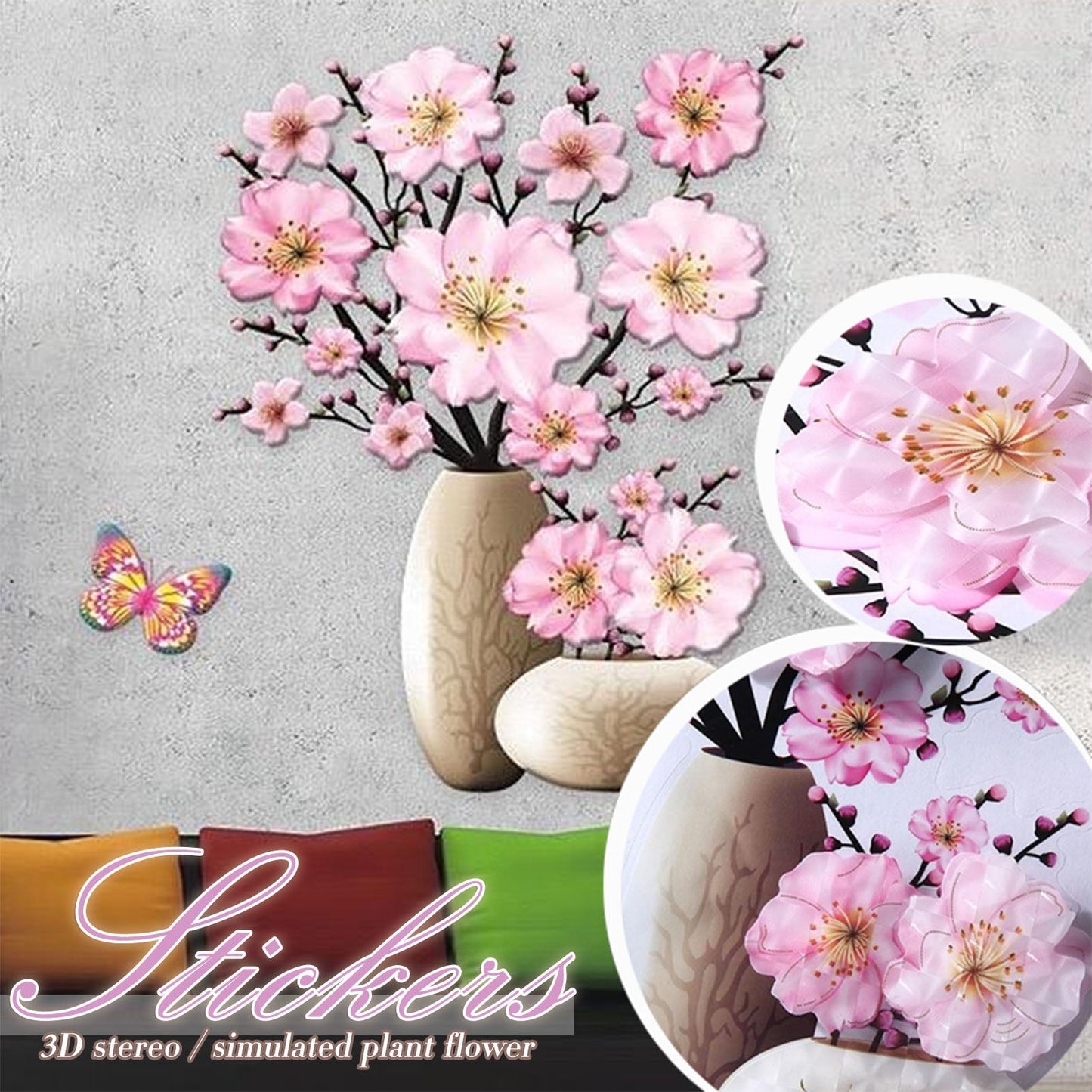 3D HOME FLOWER STICKERS