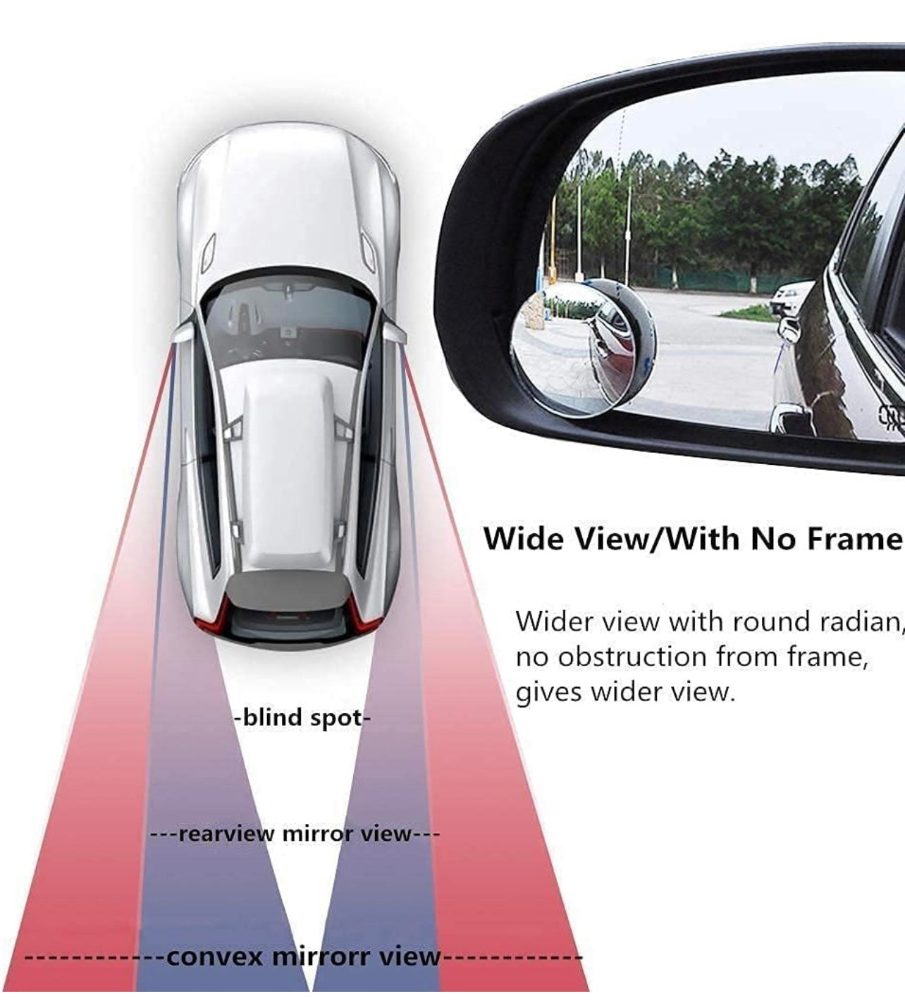 Blind Spot Mirror(2pc)+ Warning Sticker(4pc)