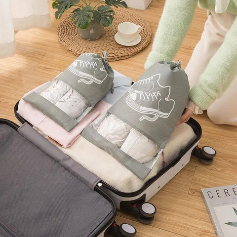 Travel Shoe Bags (Pack of 10 Bags - Random Colour)